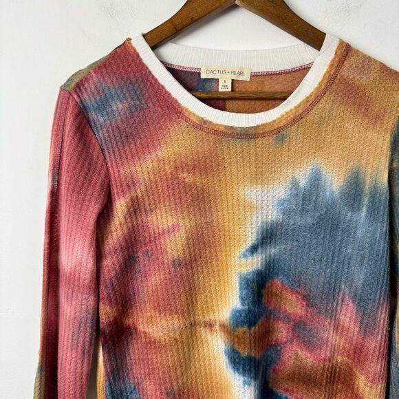 Cactus + Pearl Sunset Tie-Dye Thermal Layered Look Lagenlook Shirt Size Small - Picture 5 of 14